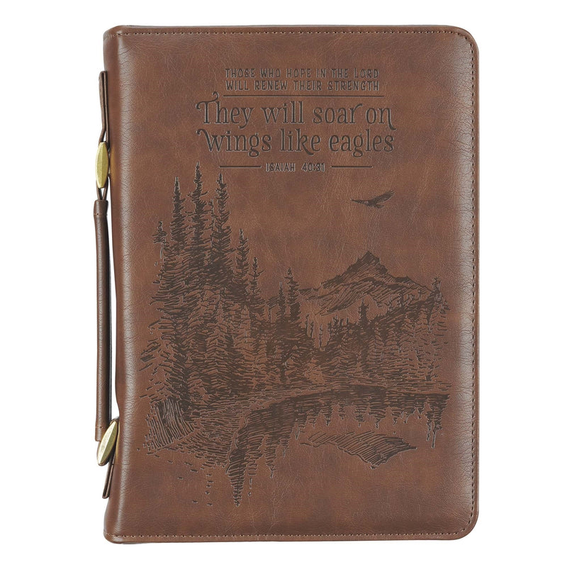 On Wings Like Eagles Brown Classic Bible Case, Medium