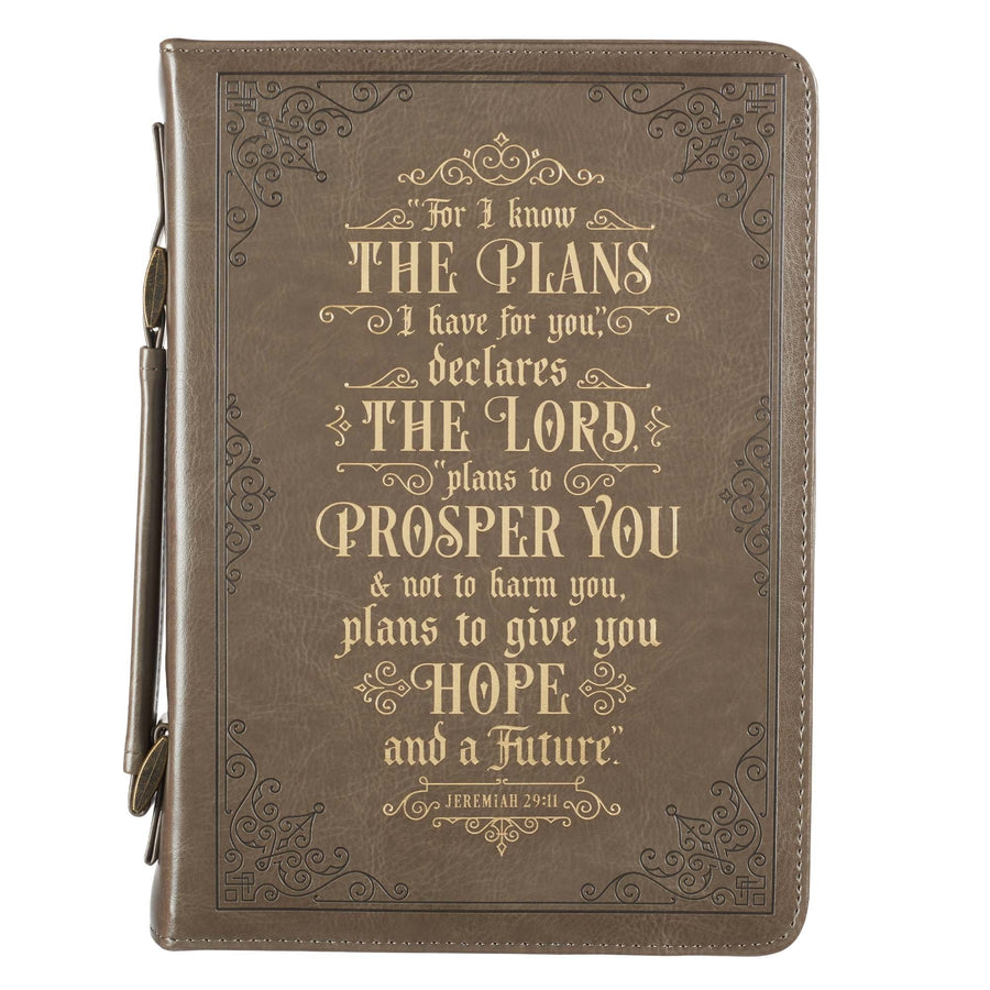 For I Know the Plans Brown Classic Bible Case, Large - Re-vived