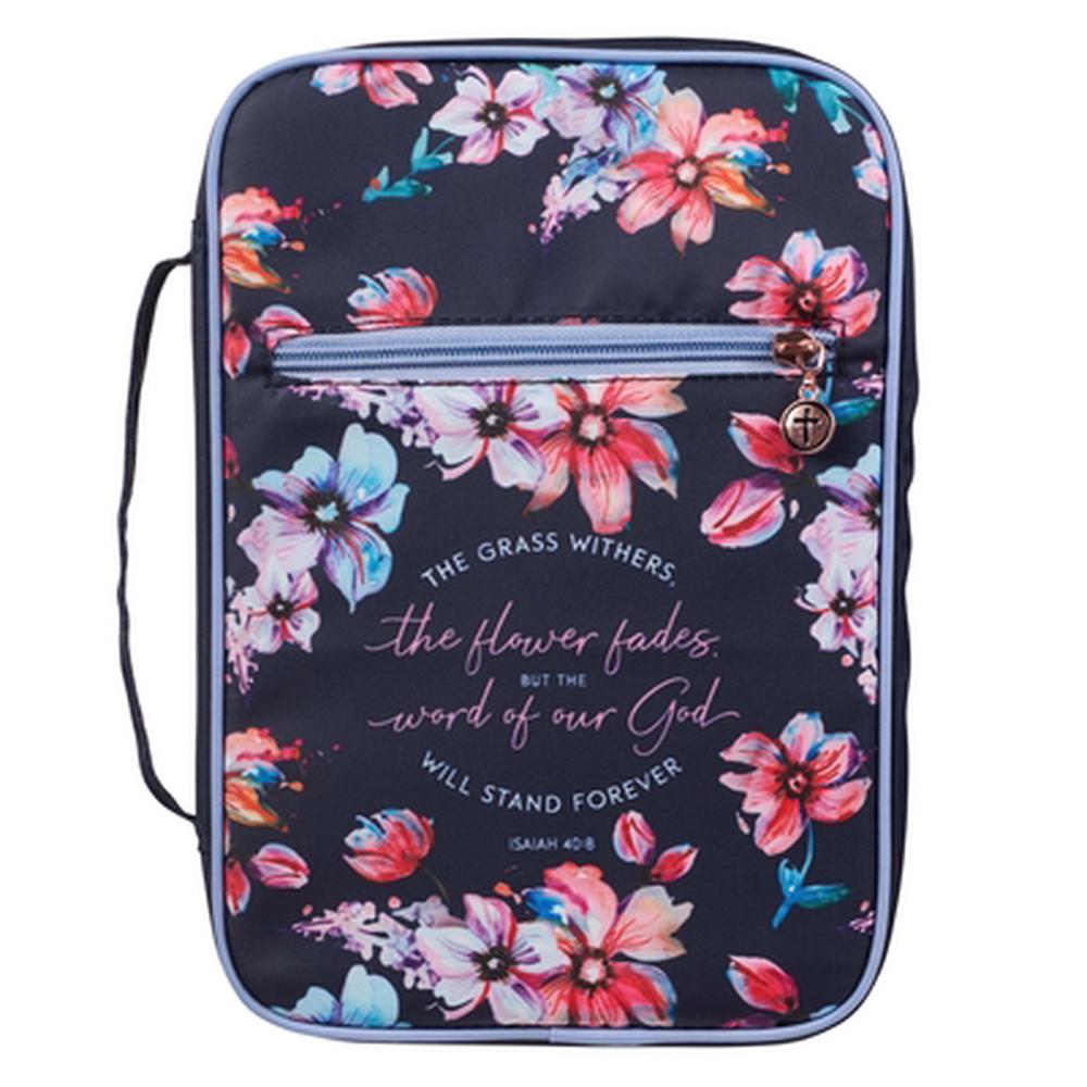 God's Word Navy Floral Fashion Bible Case, Large - Re-vived