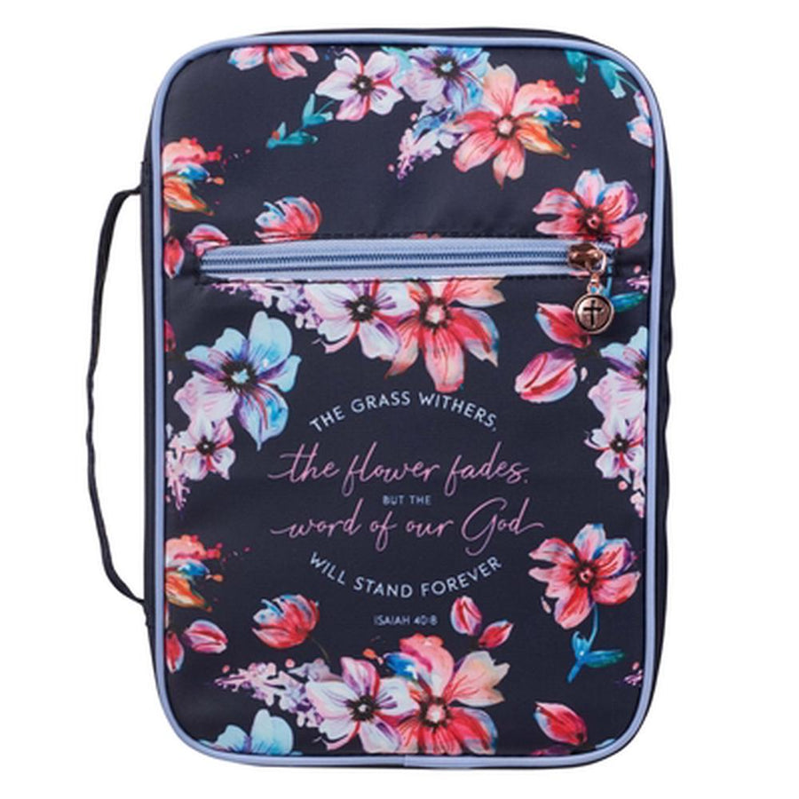 God's Word Navy Floral Fashion Bible Case, Large - Re-vived