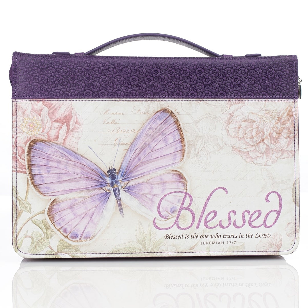 Blessed Purple Butterfly Fashion Bible Case, Extra Large - Re-vived