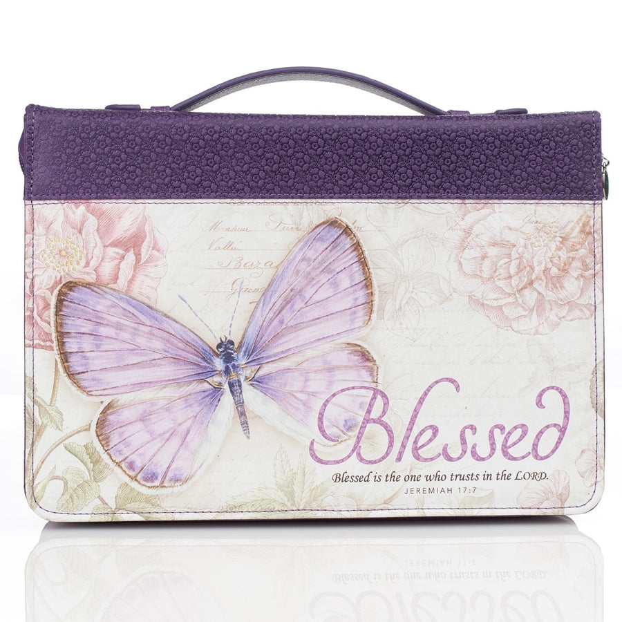 Blessed Purple Butterfly Fashion Bible Case, Extra Large - Re-vived