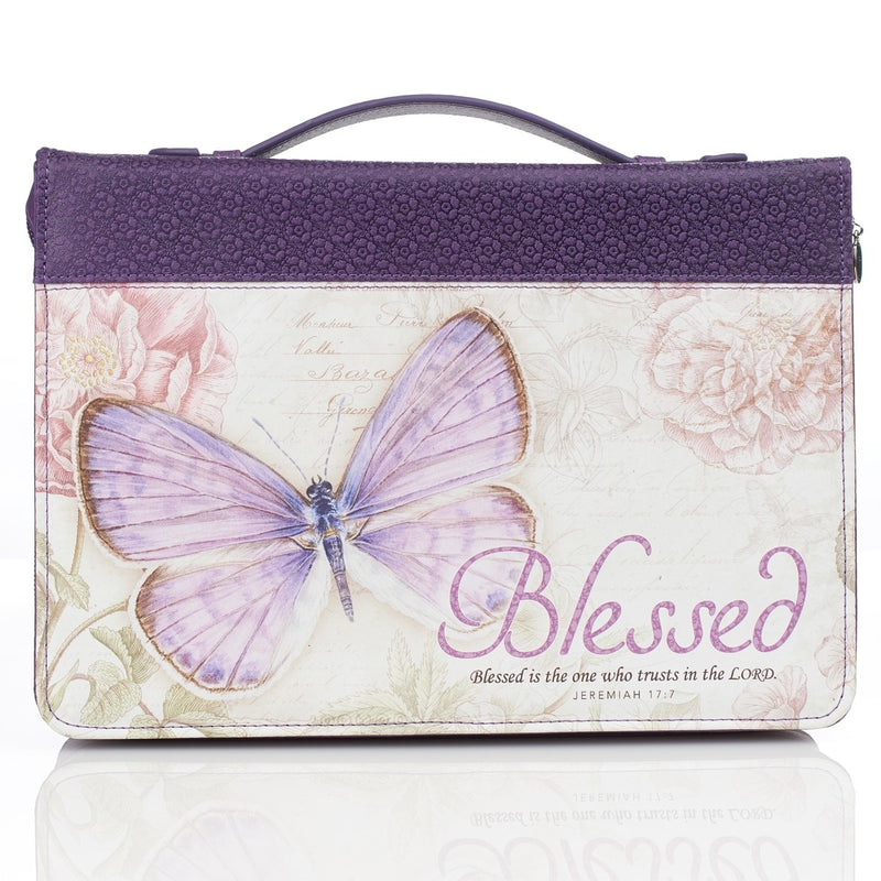 Blessed Purple Butterfly Fashion Bible Case, Extra Large