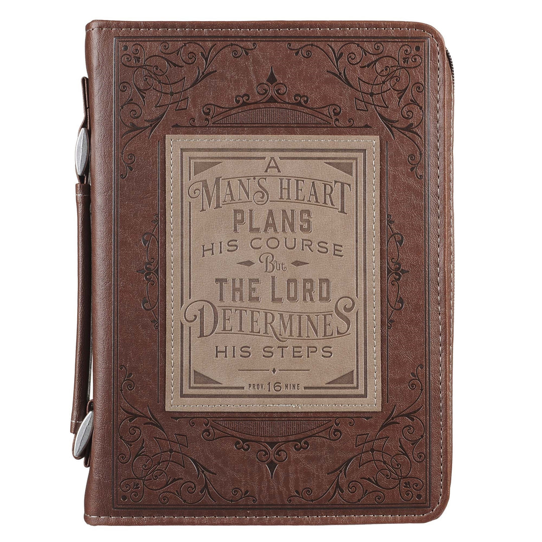 Man's Heart Brown Classic Bible Case, Extra Large - Re-vived