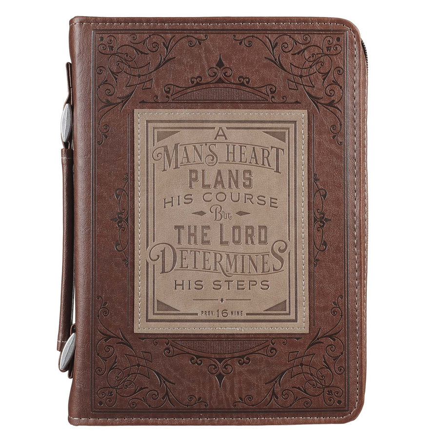 Man's Heart Brown Classic Bible Case, Extra Large - Re-vived