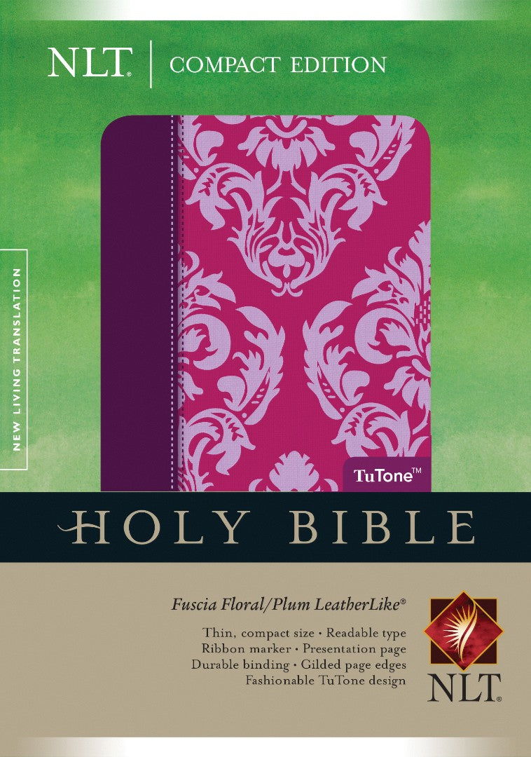 NLT Compact Bible Tutone Fuchsia Floral/Plum