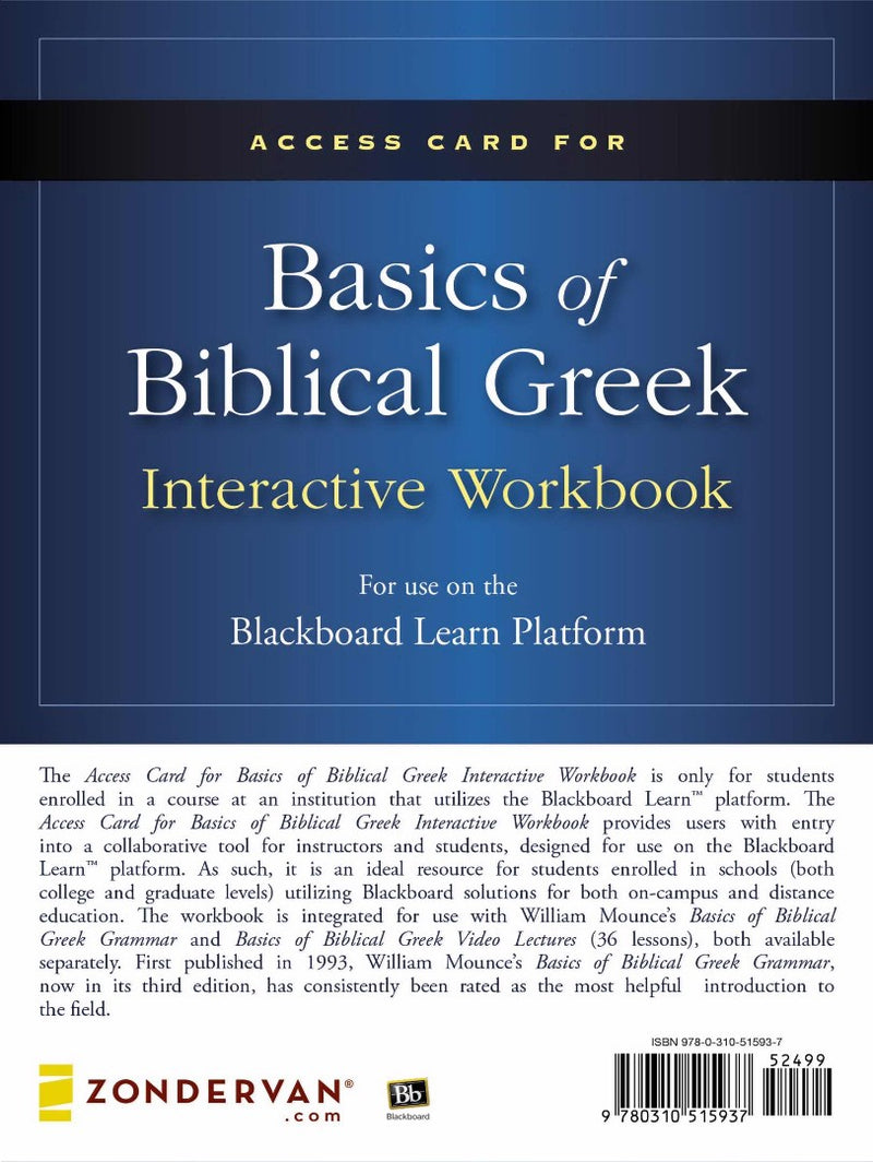Access Card For Basics Of Biblical Greek Interactive Workboo