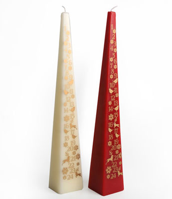 13" Ivory/Red Pyramid Advent Candle