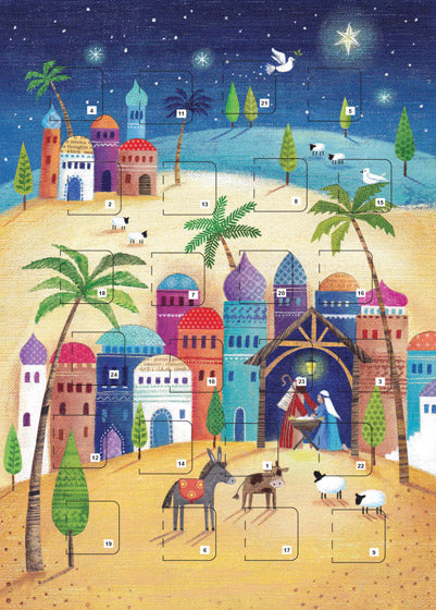 Bethlehem Scene Advent Calendar Card - Re-vived