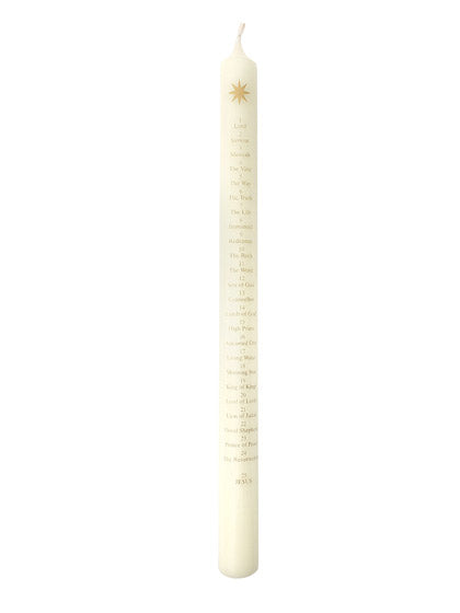 Advent Candle - Ivory - Names Of Jesus/Star - 30cm