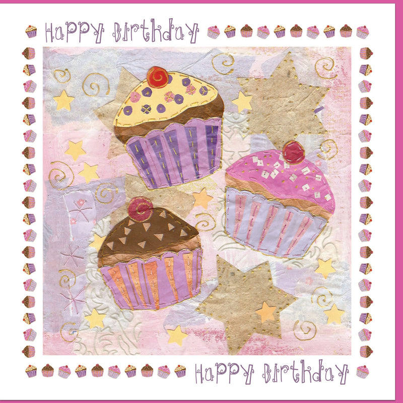 Birthday Cup Cakes Greetings Card
