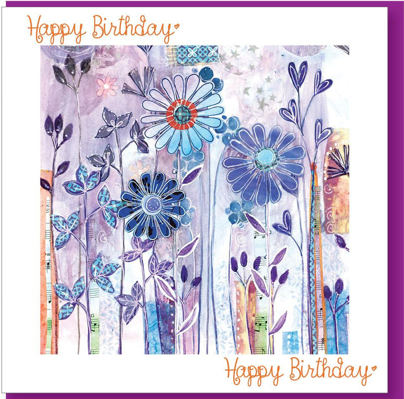 Birthday Purple Flowers Greetings Card