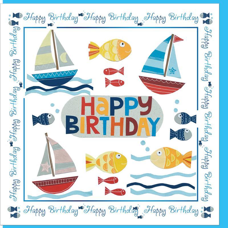 Seaside Birthday  Greetings Card - Re-vived