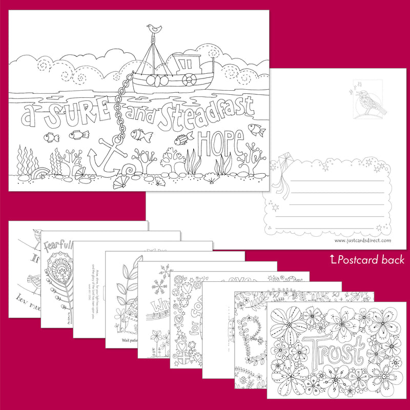 10 Images of Hope Colouring Postcards