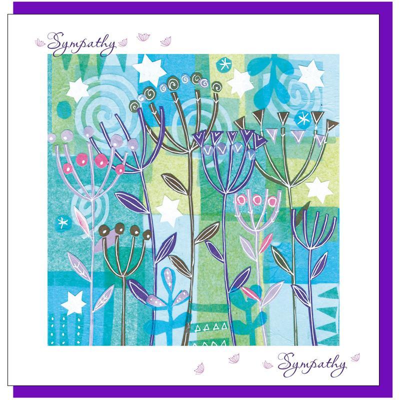 Sympathy Blue Flowers Greetings Card - Re-vived