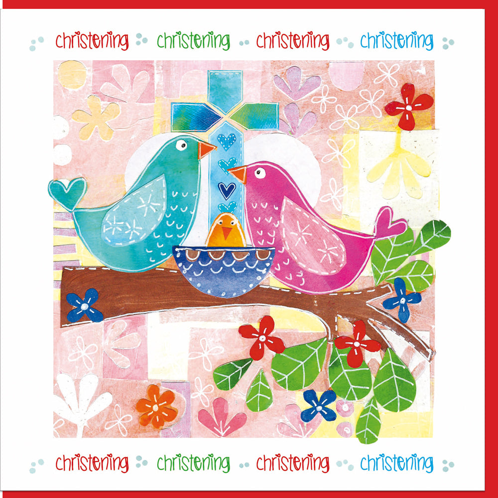 Christening Birds Greetings Card - Re-vived