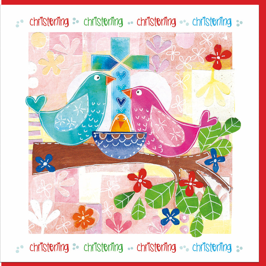 Christening Birds Greetings Card - Re-vived