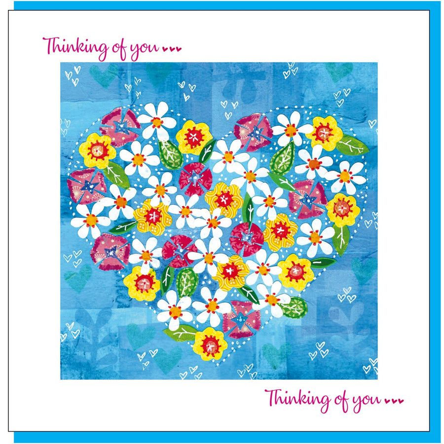 Flowers & Heart Thinking of You Greetings Card - Re-vived