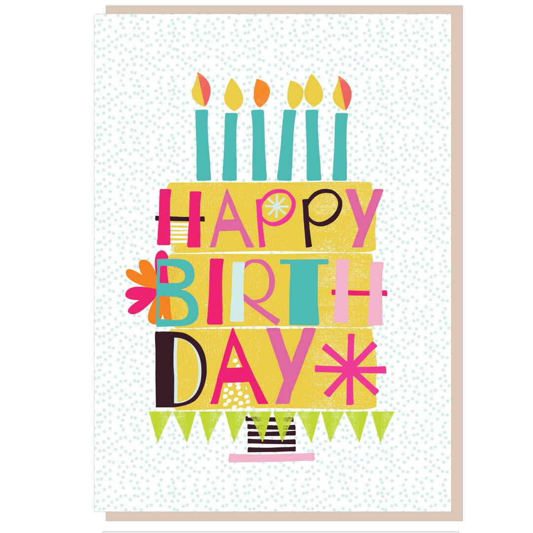 Happy birthday cake Greetings Card - Re-vived