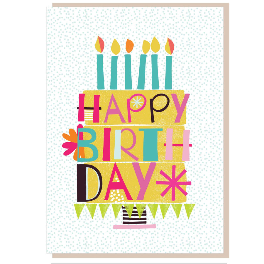 Happy birthday cake Greetings Card - Re-vived