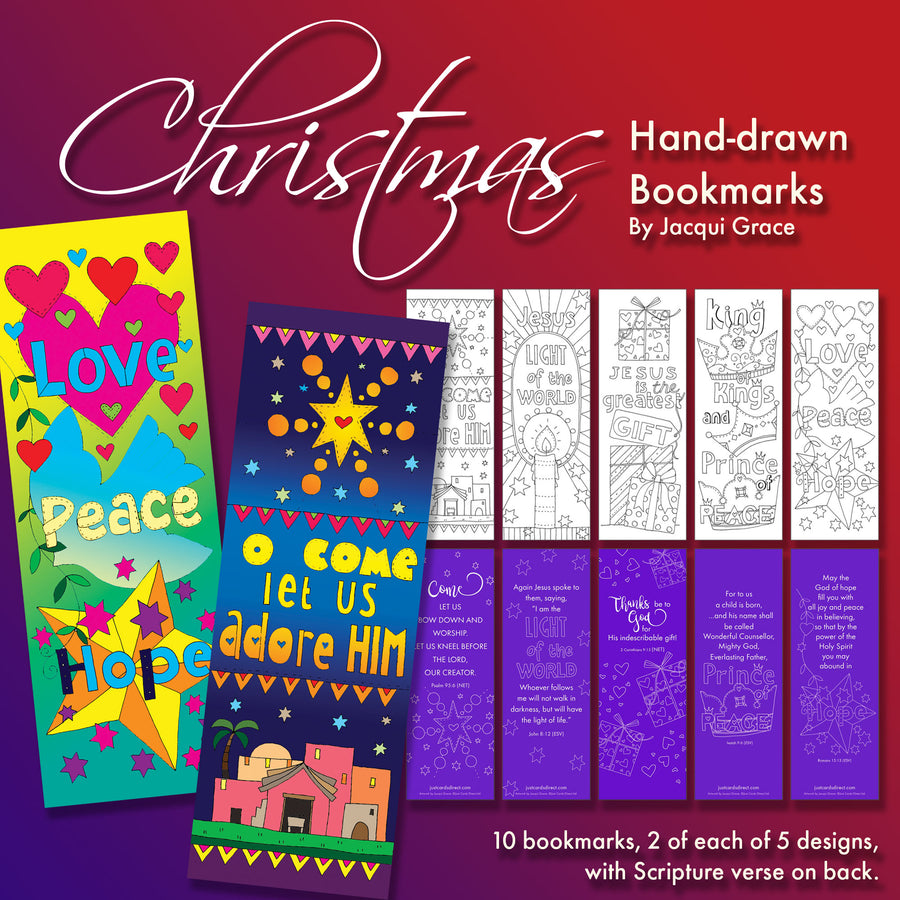 Christmas Colouring Bookmarks (Pack of 10) - Re-vived