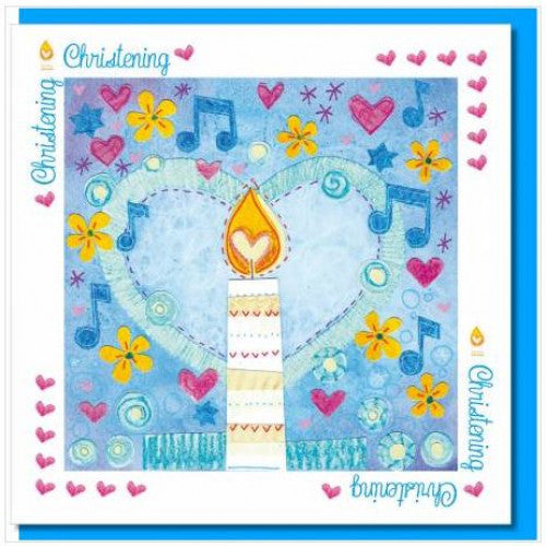 Christening candle & heart Greetings Card - Re-vived