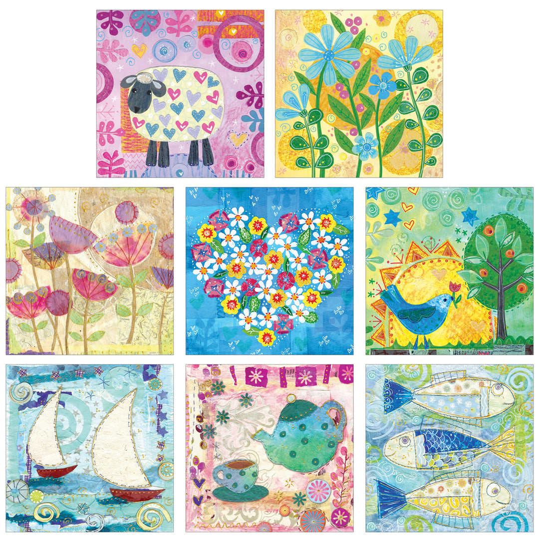 Pack of 8 General notelets (NT1) - Re-vived