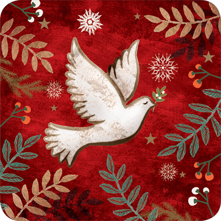 Dove of Peace Christmas Coaster