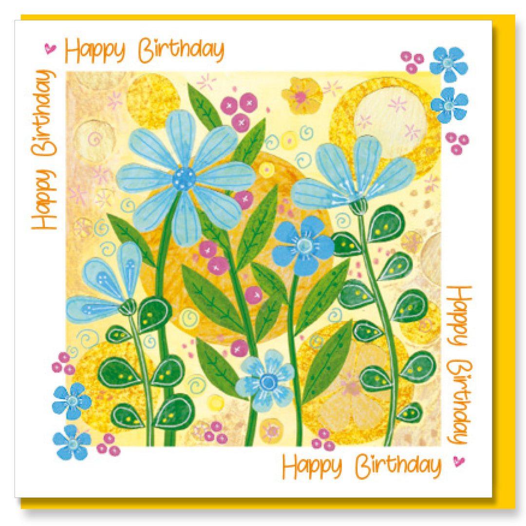 Cheerful Birthday Flowers Greetings Card - Re-vived