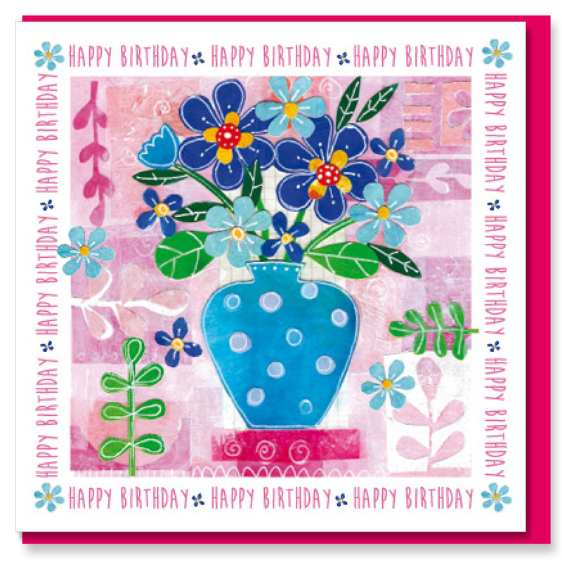 Birthday Vase of Flowers Greetings Card