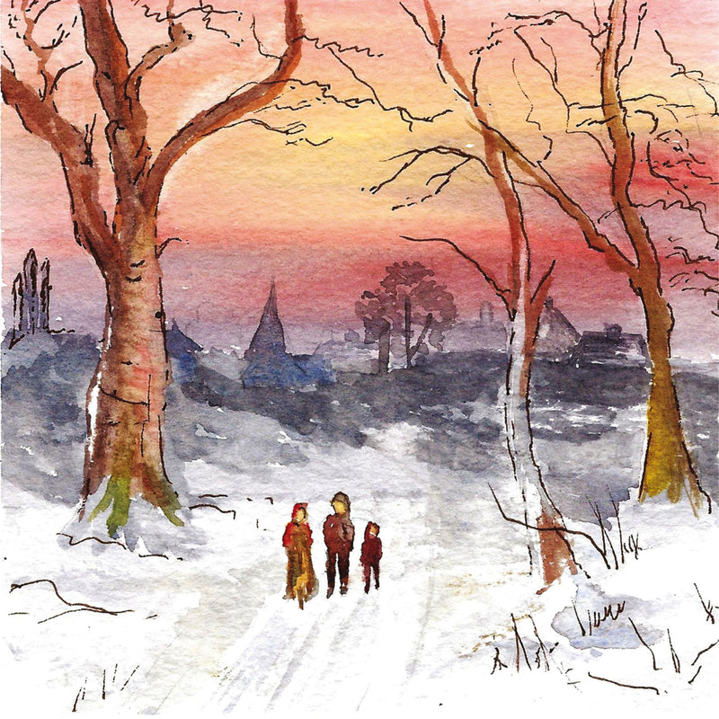 Sunset Snow Scene Christmas Cards (pack of 10)