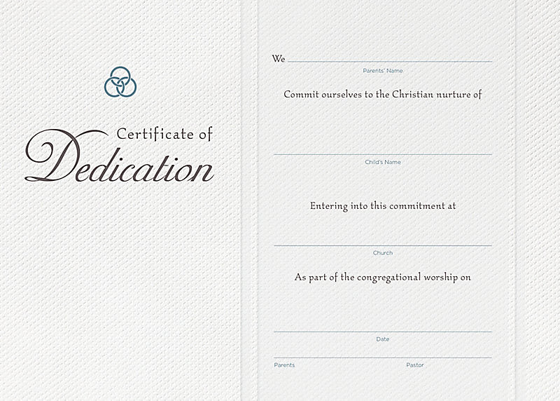 Dedication Flat Certificate (Pack of 6)