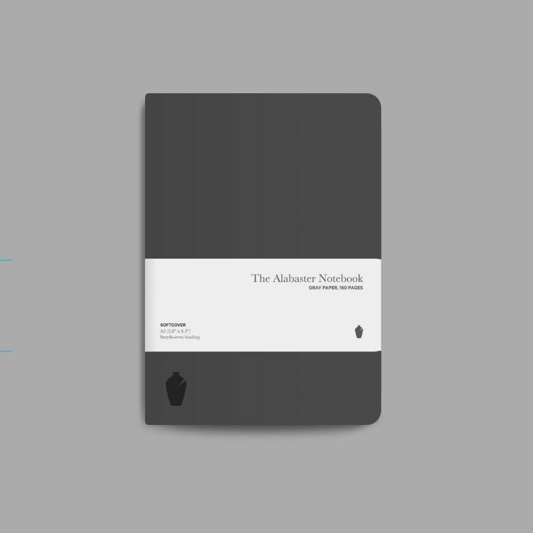 Alabaster Notebook, Dark Gray, Softcover, Lined