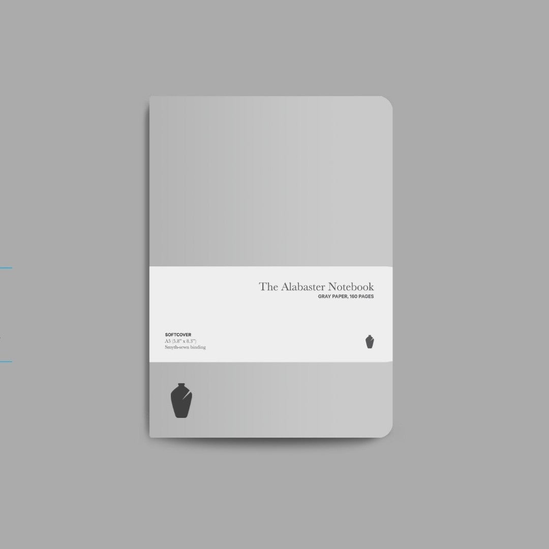 Alabaster Notebook, Light Gray, Softcover, Lined