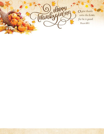 Happy Thanksgiving Letterhead (pack of 100) - Re-vived
