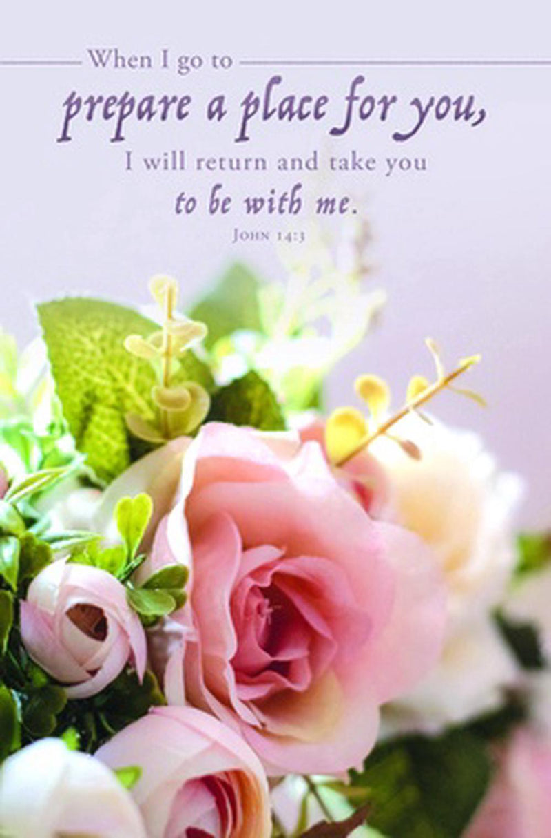 I Go to Prepare a Place Funeral Bulletin - Pink roses - John 14:3 (pack of 100)