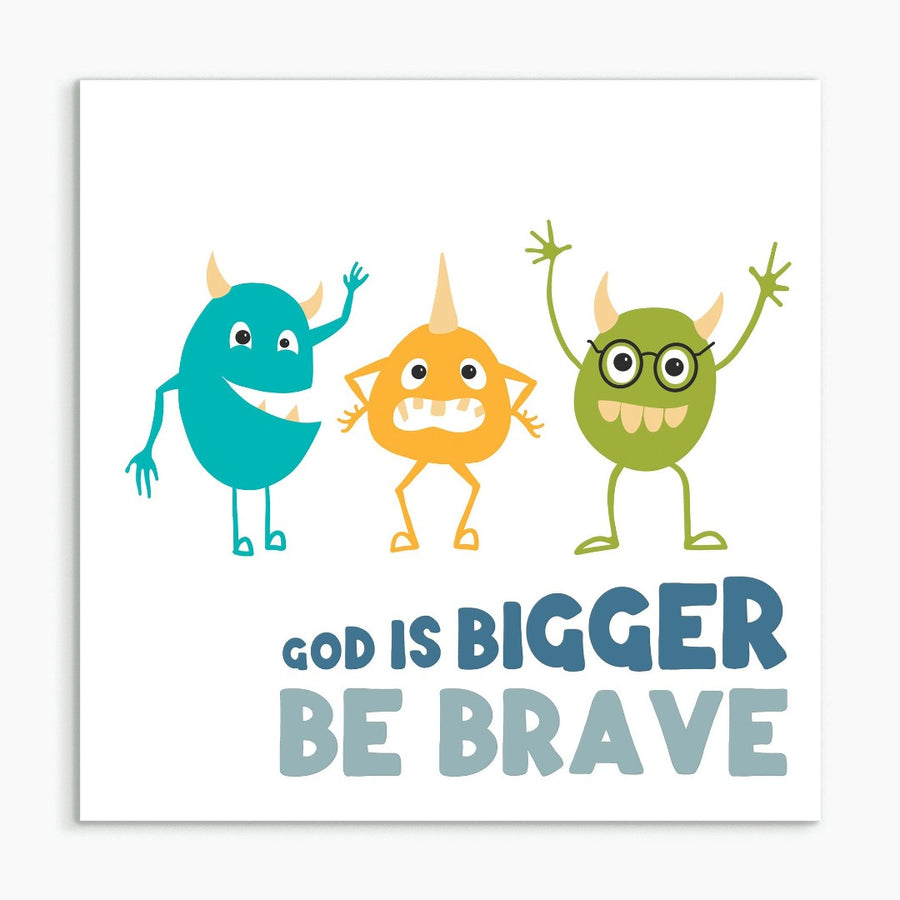 God is Bigger (Monster) White Framed Print 8x8 - Re-vived