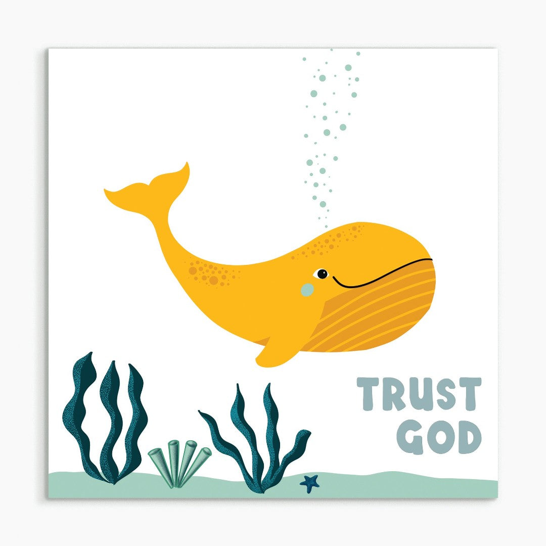Trust God (Whale) White Framed Print 6x6 - Re-vived