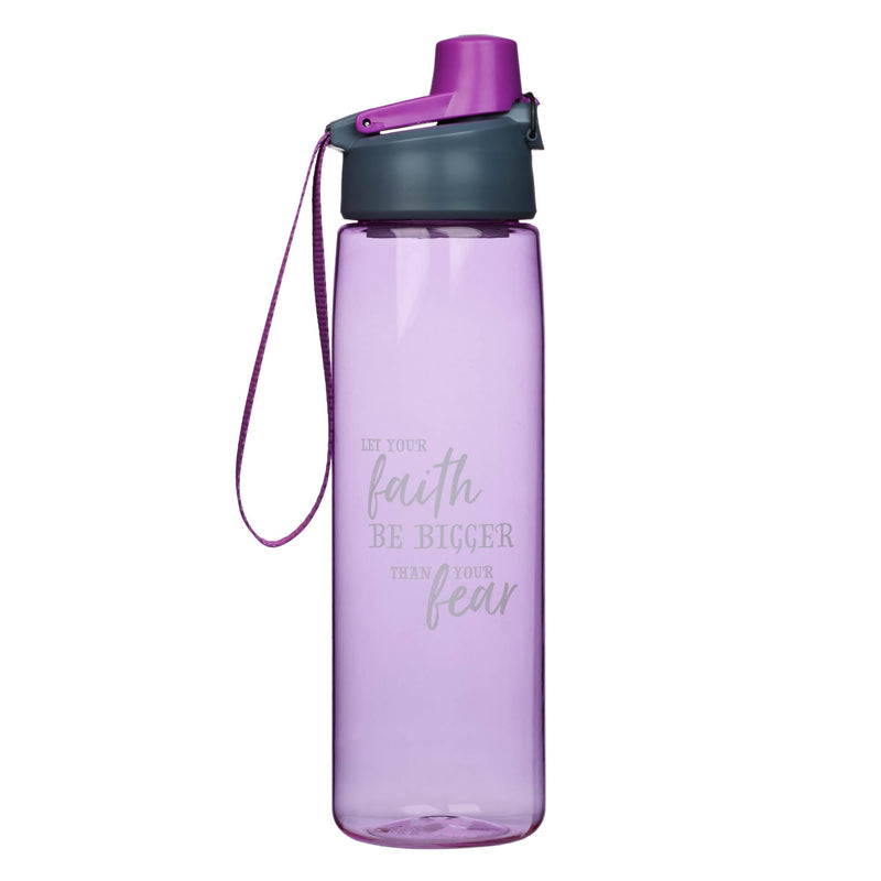Faith Bigger Than Fear Purple Plastic Water Bottle