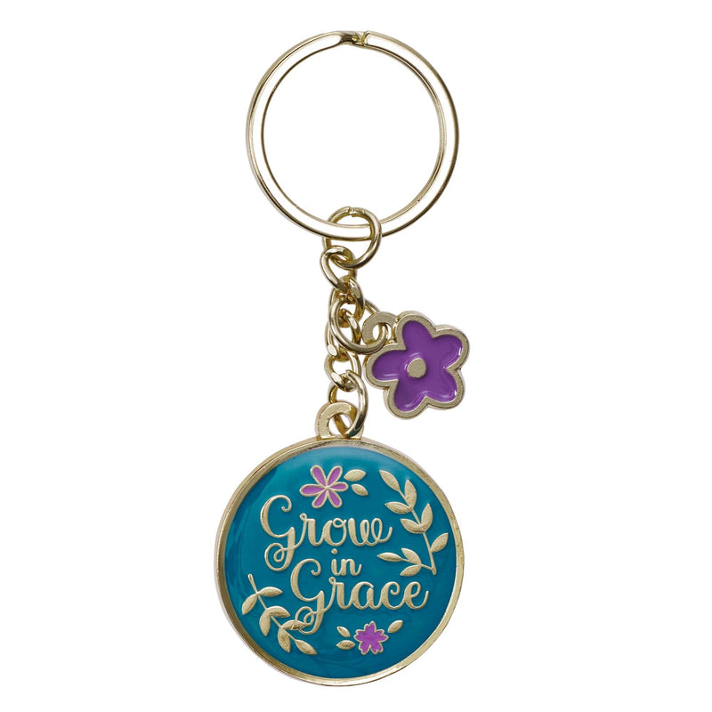 Grow in Grace Metal Keyring with Link Chain