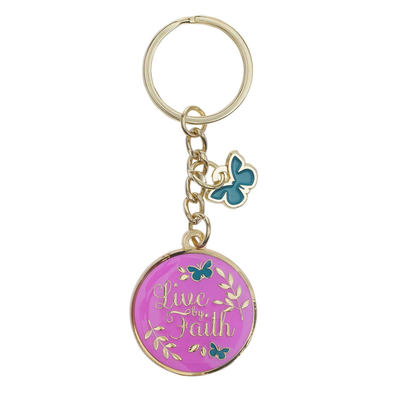 Live by Faith Metal Keyring with Link Chain