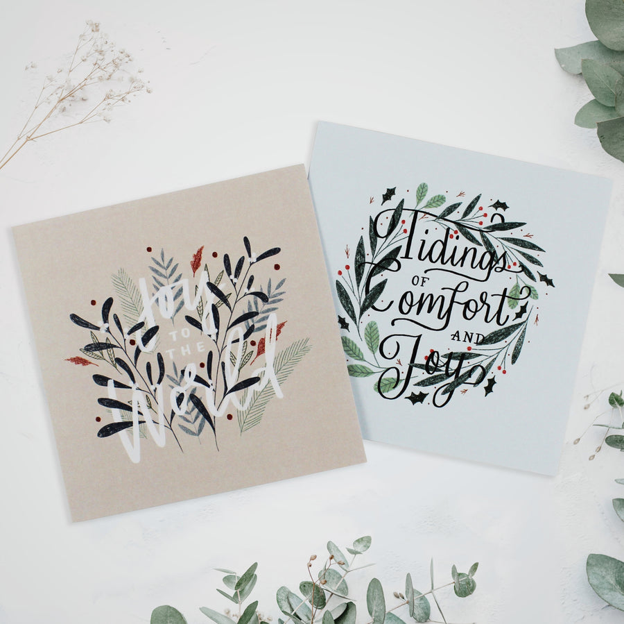 Floral Foliage Christmas Cards (Pack of 10) - Re-vived