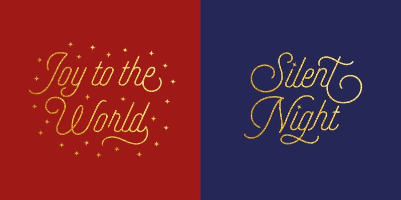 Gold Text Christmas Cards (Pack of 10)