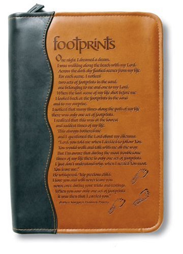 Italian Duo-Tone Footprints Bible Cover, Medium - Re-vived