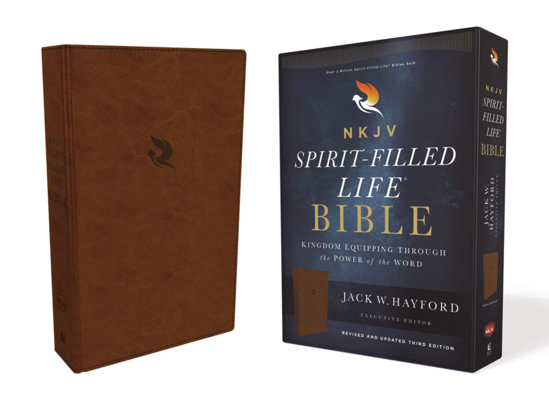 NKJV, Spirit-Filled Life Bible, Third Edition, Imitation Leather, Brown, Red Letter Edition, Comfort Print - Re-vived