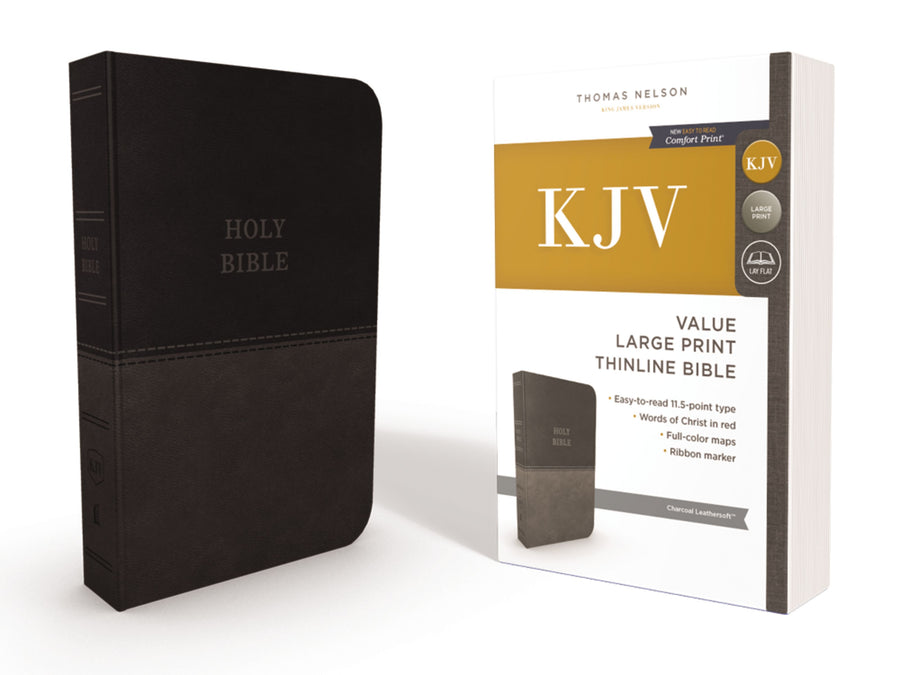KJV Value Thinline Bible, Gray, Large Print, Red Letter Ed. - Re-vived