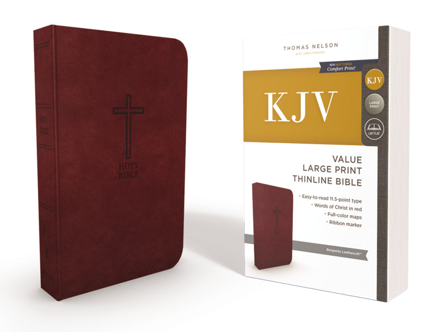 KJV Value Thinline Bible, Burgundy, Large Print, Red Letter - Re-vived