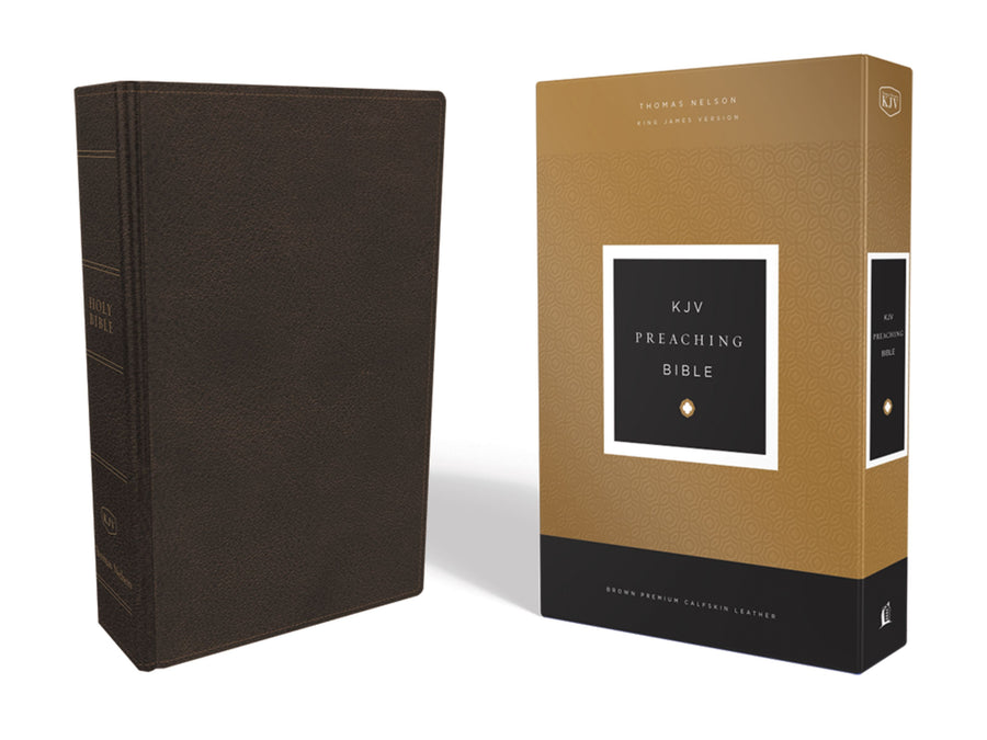 KJV Preaching Bible, Brown Calfskin Leather - Re-vived