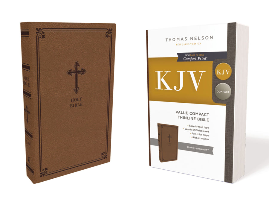 KJV Value Compact Thinline Bible, Brown, Red Letter - Re-vived