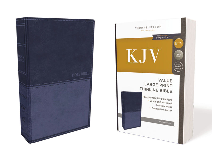 KJV Value Thinline Bible, Blue, Large Print, Red Letter Ed. - Re-vived